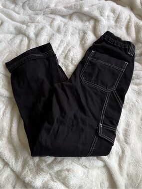 BDG Black Relaxed Cargo Pants with White Contrast Stitching